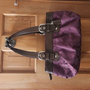 Coach canvas bad with leather straps